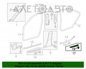 Capacul pragului exterior din spate, stânga, pentru Toyota Camry v50 12-14 SUA, negru.