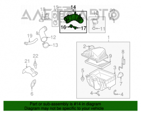 Conducta de aer pentru motor lung Mazda3 MPS 09-13 are un fiting rupt, lipsește un suport.