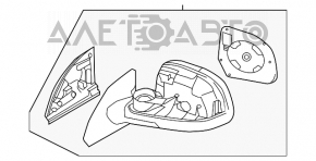 Зеркало боковое левое Nissan Leaf 11-12 5 пинов, серое