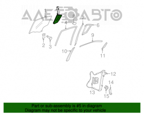 Geamul ușii din spate dreapta Mazda3 03-08