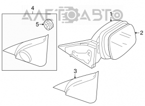 Oglindă laterală stângă Mazda3 03-08, 3 pini, albă, elementul oglinzii este spart.