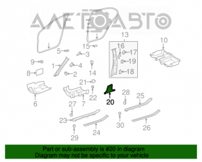 Capacul stâlpului central, partea de jos, stânga, Mercedes W221