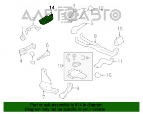 Deflectorul de aer al grilei de ventilare centrală a torpedoului Mercedes W221, gri.