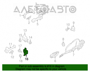 Buclele ușii din față stânga de jos Nissan Leaf 11-12.