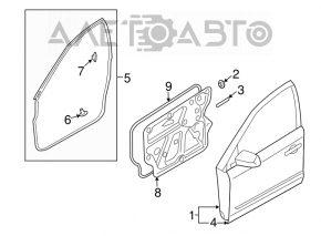 Capacul ușii, cartela din față dreapta, neagră, Nissan Murano z50 03-08