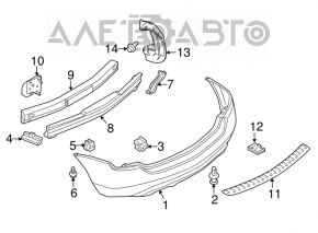 Colțul amplificatorului pentru bara spate dreapta Nissan Murano z50 03-08