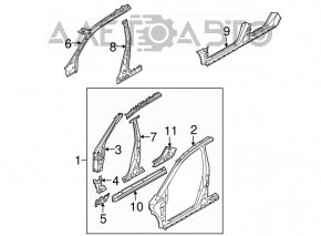 Bara caroseriei centrală stângă Nissan Murano z50 03-08 tăiată și zdrobită.