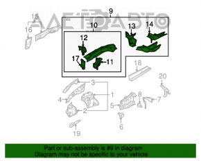 Partea din față dreapta a un sfert Nissan Murano z50 03-08 argintie este lovită.