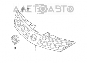 Grila radiatorului Nissan Murano z50 03-08 este decolorată cromată, cu o crăpătură.