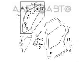 Garnitura ușii din spate dreapta pentru Nissan Rogue 07-12