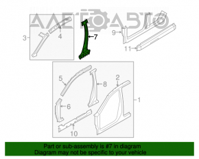 Bara caroserie centrală dreapta Nissan Rogue 07-12, neagră, tăiată