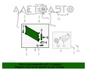 Radiatorul condensatorului de aer condiționat Nissan Versa 1.8 10-12 curbă