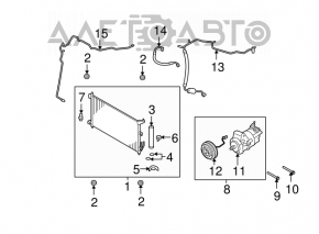 Radiatorul condensatorului de aer condiționat Nissan Versa 1.8 10-12 curbă