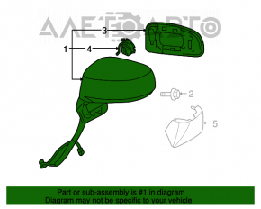 Oglindă laterală dreapta Nissan Versa 1.8 10-12, cu 3 pini, neagră