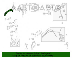 Mânerul ușii exterioare din spate dreapta pentru Subaru B10 Tribeca.