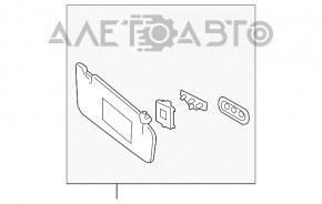 Capota stângă Subaru B9 Tribeca gri, cu iluminare, fără cârlig, pentru curățare chimică.