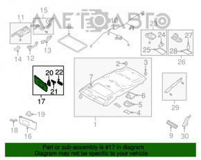 Capota stângă Subaru B10 Tribeca bej, cu iluminare, fără cârlig, pentru curățare chimică.