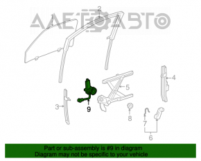 Motor electric pentru ridicarea geamului, dreapta față, Toyota Highlander 08-13