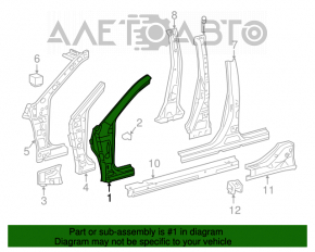 Bara față, stâlpul superior, partea de prag față stânga Toyota Camry v40 gri.