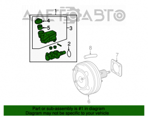 Cilindrul principal de frână cu rezervor pentru lichid de frână Toyota Camry v40 2.4 fără piston și capac