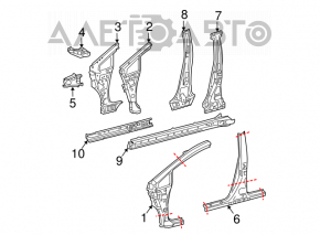 Stâlp caroserie central stânga Toyota Prius 30 10-15 pe caroserie cu prag, pragul este acceptat