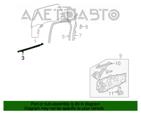 Moldură ușă-sticlă spate centrală stânga Toyota Sienna 04-10