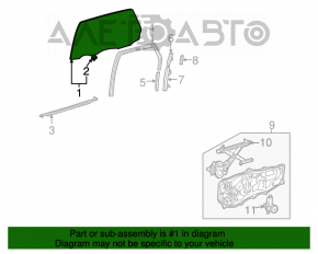 Geamul ușii din spate dreapta Toyota Sienna 04-10