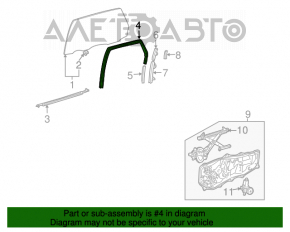 Уплотнитель стекла задний левый длинный Toyota Sienna 04-10