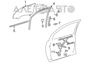 Geam ghidaj ușă față stânga Toyota Sienna 04-10.