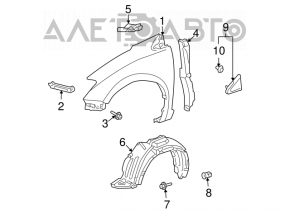 Triunghiul de protecție a stâlpului din față stânga pentru Toyota Sienna 04-10.