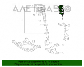 Arcul de suspensie frontal stânga pentru Lexus GS300 06 AWD, rigiditate portocalie-galbenă