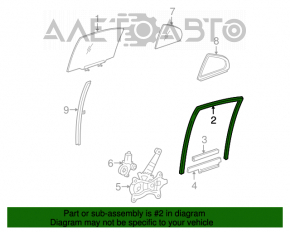 Garnitură de etanșare a geamului din spate dreapta pentru Lexus IS250 IS350 06-13