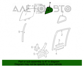 Стекло двери треугольник заднее правое Lexus IS250 IS350 06-13