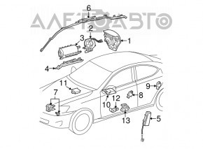 Airbag-ul de genunchi pentru pasagerul din dreapta al modelului Lexus IS250 IS300 IS350 06-13, culoare bej, cu zgârieturi și rugina pe cartușul de siguranță.