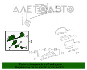 Capacul genunchiului pentru șoferul Lexus IS250 IS350 06-13 negru.