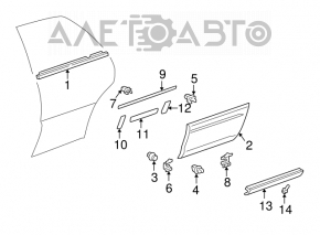 Capacul ușii inferioare mare din spate stânga pentru Lexus RX300 98-03 are prinderea ruptă.