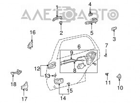 Buclele ușii din spate stânga jos Toyota Highlander 01-07.