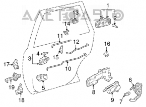 Buclele ușii din spate dreapta inferioară pentru Lexus RX300 98-03.