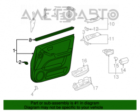 Capacul ușii, cartela din față dreapta gri pentru Lexus RX300 98-03.