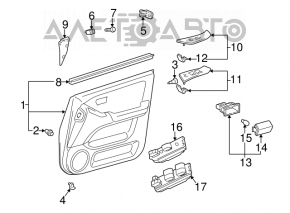 Capacul ușii, cartela din față dreapta gri pentru Lexus RX300 98-03.