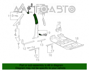 Capacul stâlpului central, curea superioară stânga Lexus RX300 98-03 gri.