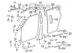 Capacul stâlpului central din partea de jos dreapta pentru Lexus RX300 98-03