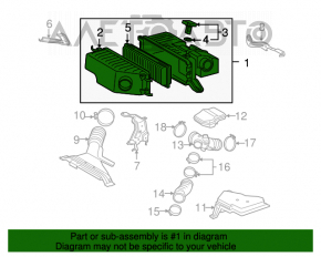 Corpul filtrului de aer al modelului Toyota Highlander 08-10 hibrid are prinderea ruptă și corpul este fisurat.