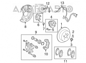 Placă de frână spate stânga Toyota Highlander 14-19 310/10mm