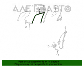 Уплотнитель стекла задний левый Mazda3 MPS 09-13