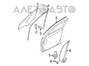 Geamul ușii din față dreapta a Mazda3 MPS 09-13 cu zgârieturi.