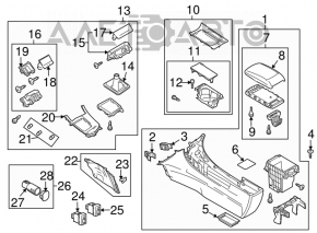 Consola centrală cu cotieră și suporturi pentru pahare Mazda3 MPS 09-13