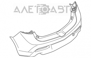 Bara spate goală pentru reparare Mazda3 MPS 09-13, neagră, lovită, cu o gaură.