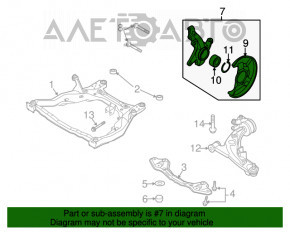 Butucul roții față dreapta Mazda CX-7 06-09 cu capacul de protecție îndoit.