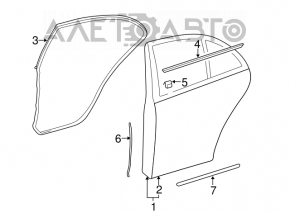 Moldura geamului ușii spate central stânga Mercedes W211